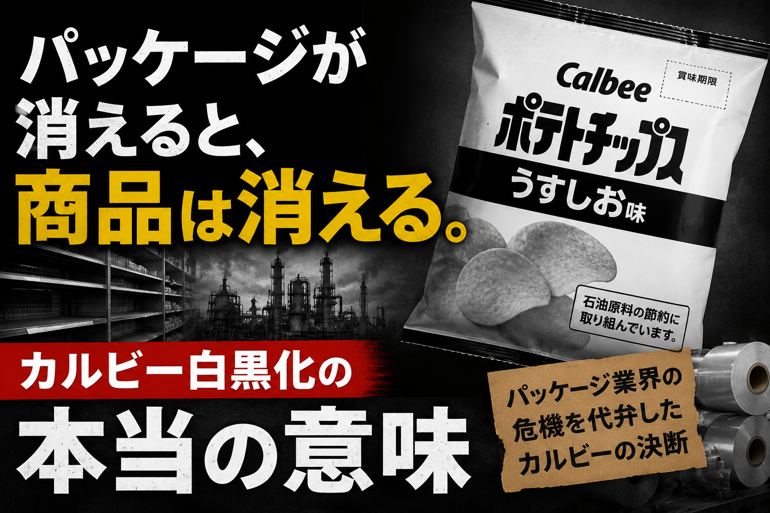 パッケージが消えると、商品は消える。カルビー白黒化の本当の意味
