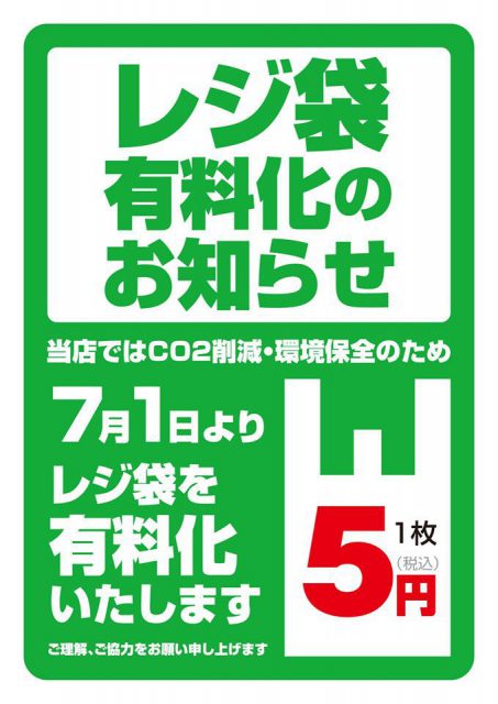 無料進呈 レジ袋有料化をお客様にお知らせするためのpop パッケージを売らないパッケージ屋 パッケージ松浦